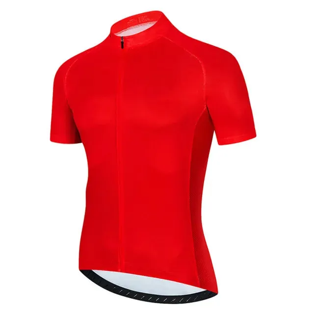 Solid Color Summer Men Short Sleeves Cycling Jersey Polyeste Clothing Quick Dry MTB Bicycle Mallot Ciclismo Shirts Bike Clothes
