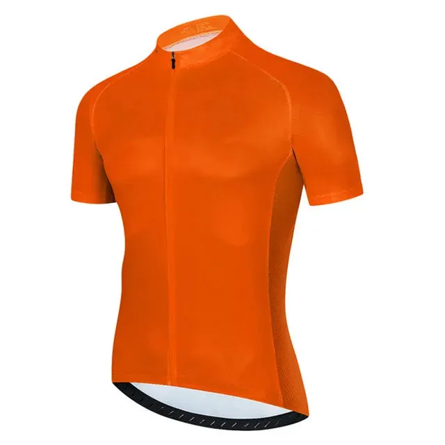 Solid Color Summer Men Short Sleeves Cycling Jersey Polyeste Clothing Quick Dry MTB Bicycle Mallot Ciclismo Shirts Bike Clothes