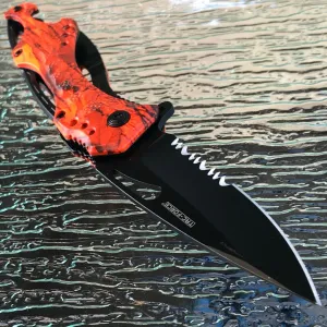Spring Assisted Tactical Hunting Camping Orange Camo Pocket Knife