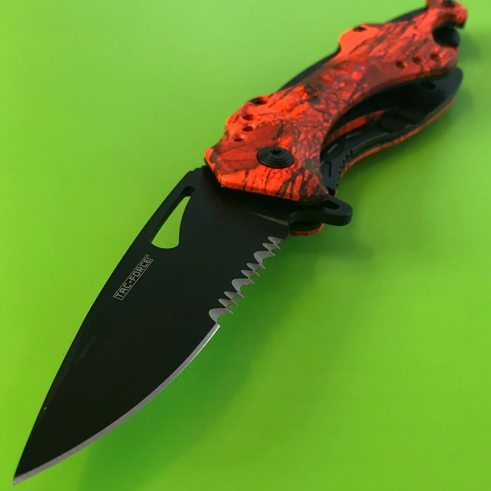 Spring Assisted Tactical Hunting Camping Orange Camo Pocket Knife