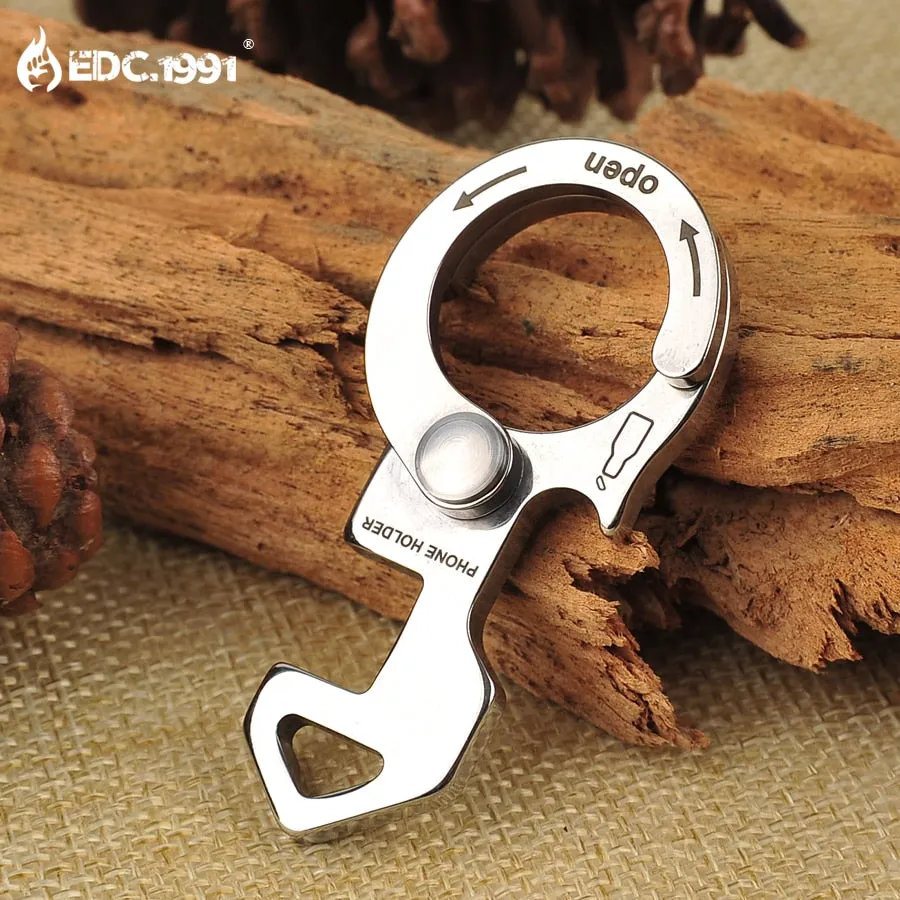 Stainless Steel Carabiner Bottle Opener Keychain EDC Gear Outdoor Hiking Hunting