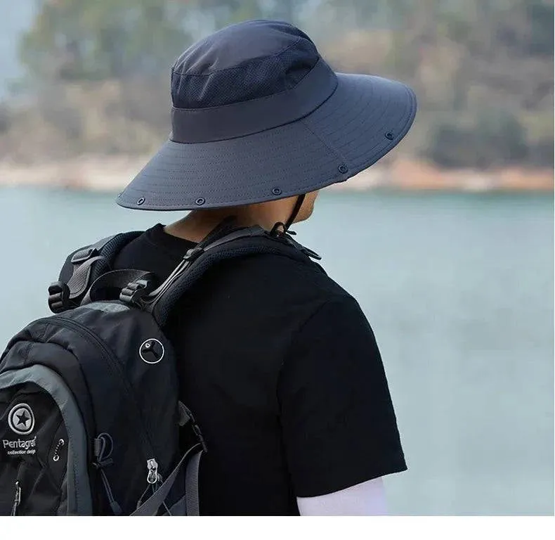 Summer Sun Hats Double Layer UV Protection Fishing Hunting Outdoor Cap Men Hiking Camping Visor Hat Removable Fisherman Hat