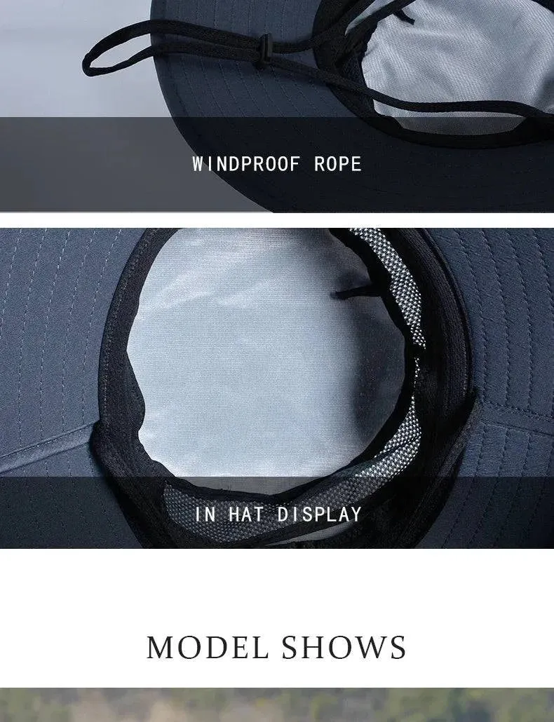 Summer Sun Hats Double Layer UV Protection Fishing Hunting Outdoor Cap Men Hiking Camping Visor Hat Removable Fisherman Hat