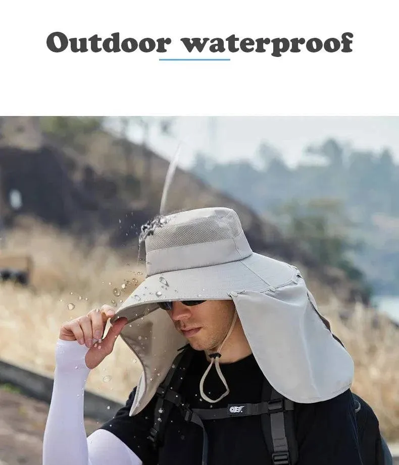 Summer Sun Hats Double Layer UV Protection Fishing Hunting Outdoor Cap Men Hiking Camping Visor Hat Removable Fisherman Hat
