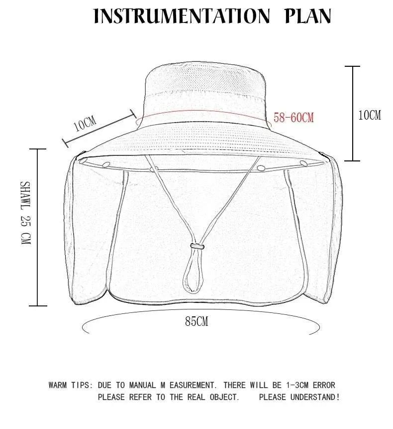Summer Sun Hats Double Layer UV Protection Fishing Hunting Outdoor Cap Men Hiking Camping Visor Hat Removable Fisherman Hat