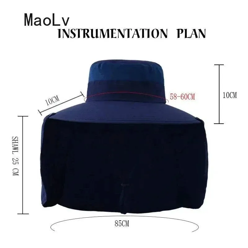 Summer Sun Hats Double Layer UV Protection Fishing Hunting Outdoor Cap Men Hiking Camping Visor Hat Removable Fisherman Hat