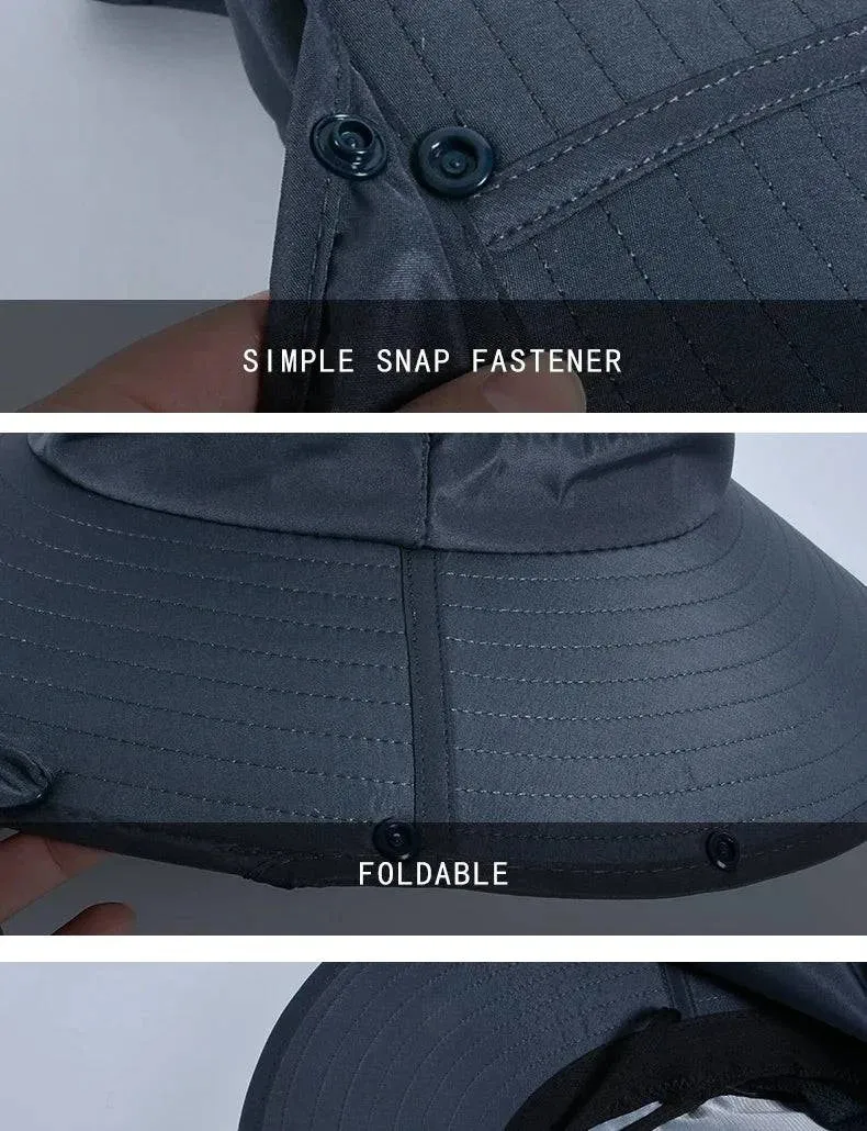 Summer Sun Hats Double Layer UV Protection Fishing Hunting Outdoor Cap Men Hiking Camping Visor Hat Removable Fisherman Hat