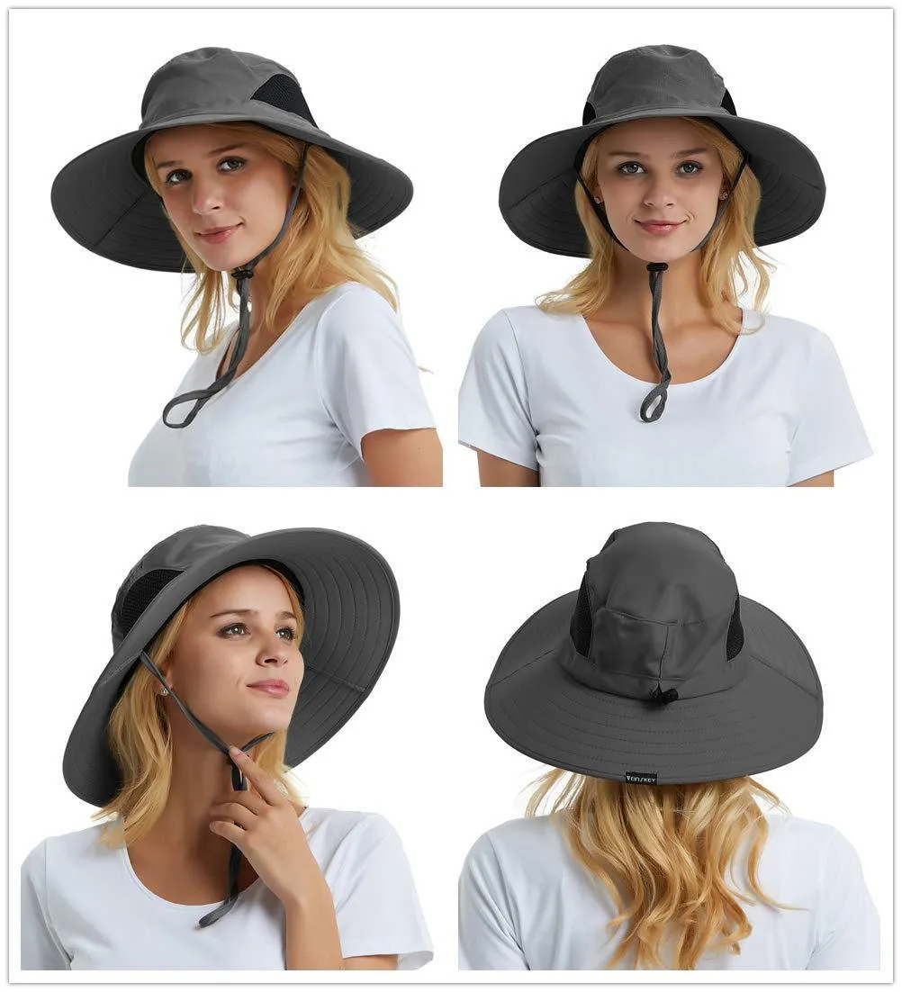 Sun Protection Wide Brim Bucket Hat