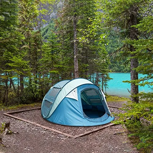 Sunnychic Double Layer 4 Person Easy Pop Up Camping Tent