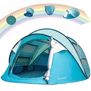 Sunnychic Double Layer 4 Person Easy Pop Up Camping Tent
