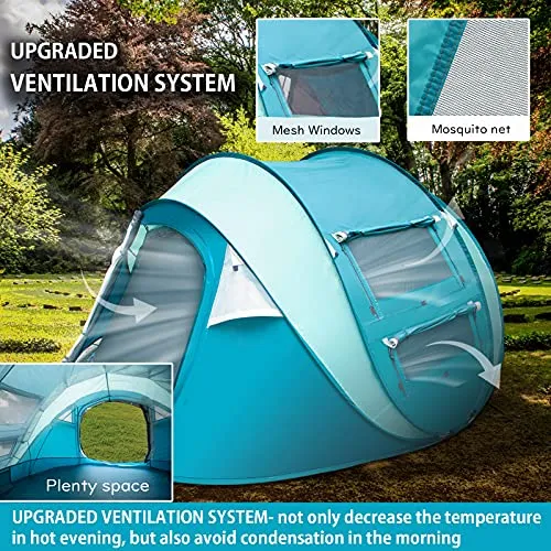 Sunnychic Double Layer 4 Person Easy Pop Up Camping Tent