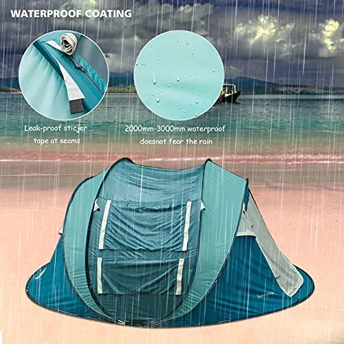 Sunnychic Double Layer 4 Person Easy Pop Up Camping Tent