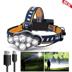 Super Powerful 8 LED Headlamp 8Mode High Power Fishing Headlight USB Rechargeable Outdoor Waterproof  Head Flashlight 18650 Lamp