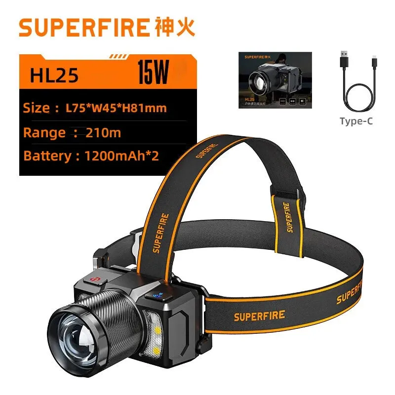 SuperFire HL25 powerful headlamp Sensor Headlight with Built-in Battery rechargeable led head torch Camping  Fishing Lantern