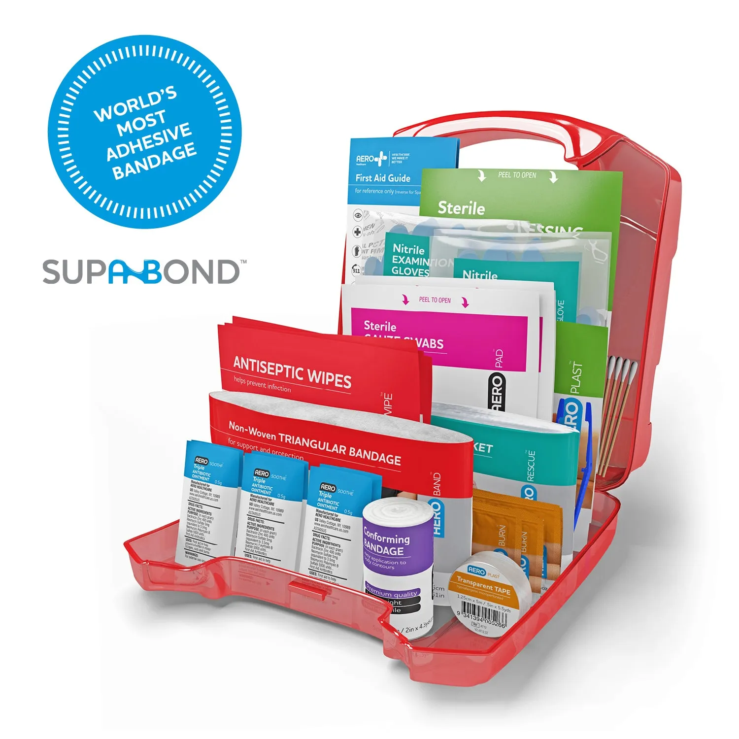Surefill ALL PURPOSE 10 Series First Aid Kit – Red Translucent Case