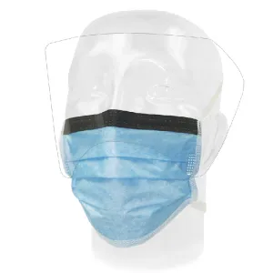 Surgical Mask with Eye Shield, Anti-fog Foam and Tie Closure (ASTM Level 3) 25/Box Surgical Mask with Eye Shield, Anti-fog Foam and Tie Closure (ASTM Level 3) 25/Box