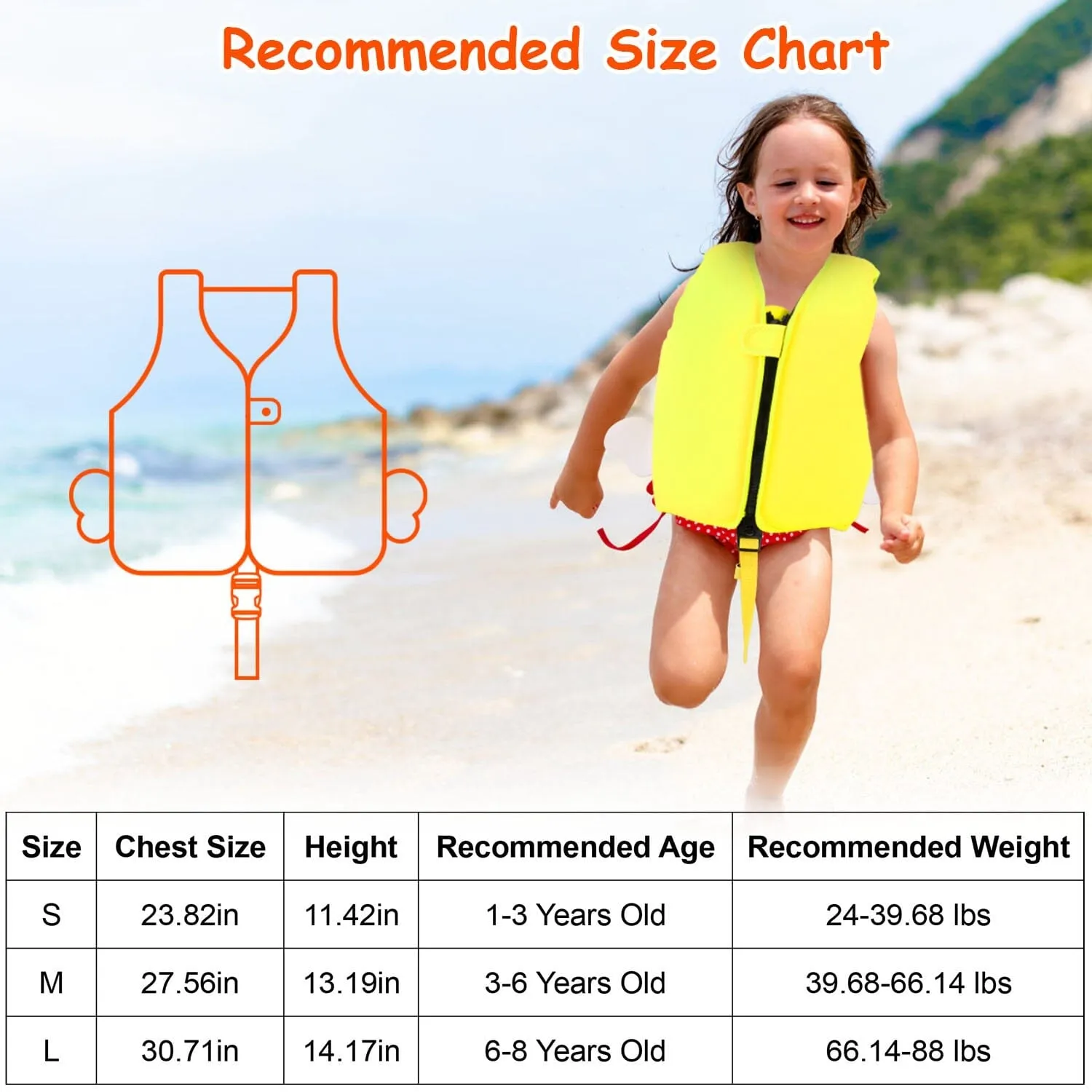 Swim Vest for Kids Float Jacket with Adjustable Crotch Strap