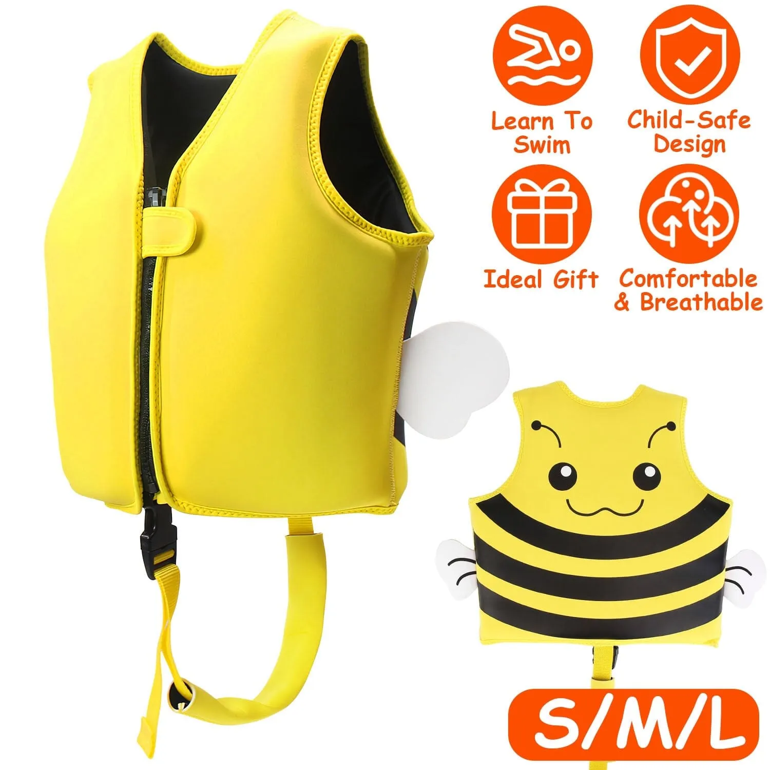 Swim Vest for Kids Float Jacket with Adjustable Crotch Strap