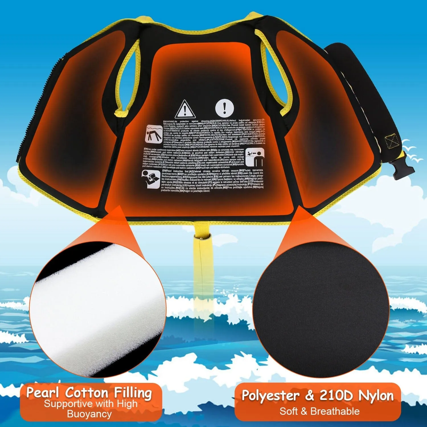 Swim Vest for Kids Float Jacket with Adjustable Crotch Strap