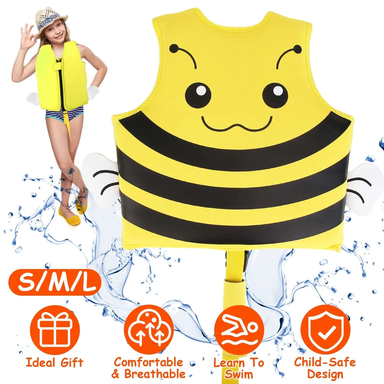 Swim Vest for Kids Float Jacket with Adjustable Crotch Strap