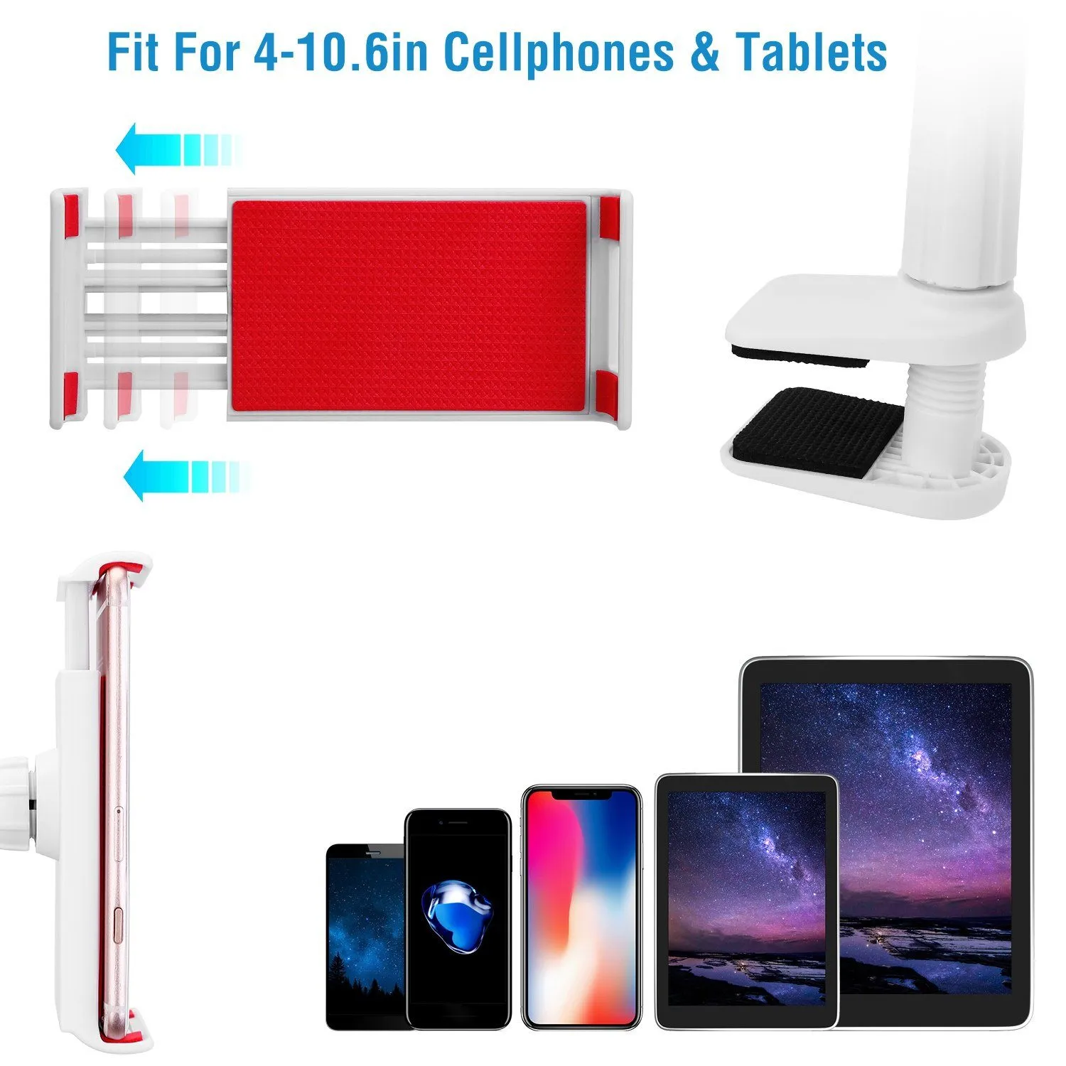 Tablet Gooseneck Stand Bracket with 360¬∞ Rotatable Clip