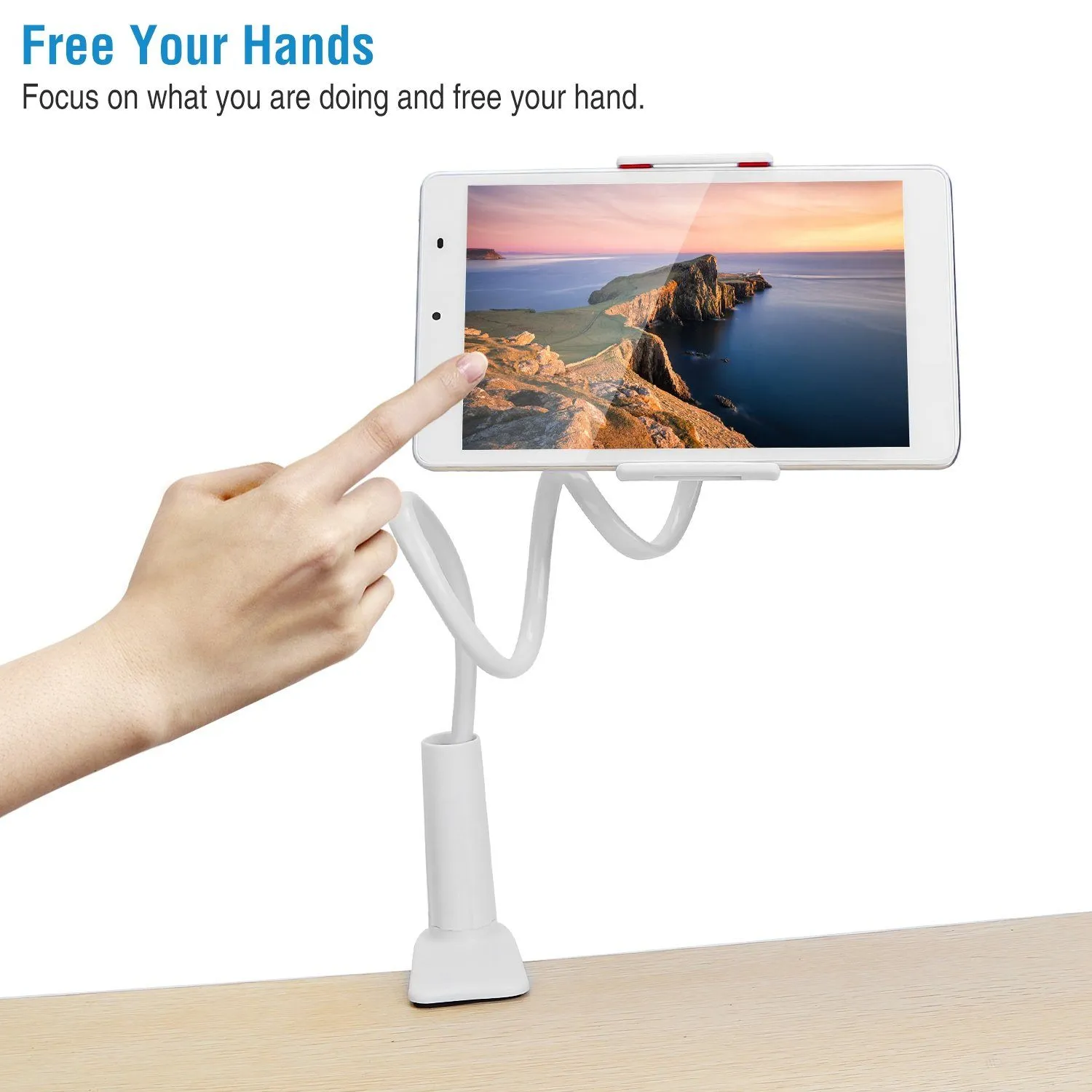 Tablet Gooseneck Stand Bracket with 360¬∞ Rotatable Clip