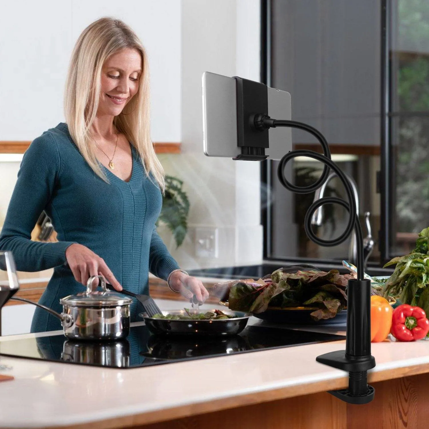 Tablet Gooseneck Stand Bracket with 360¬∞ Rotatable Clip