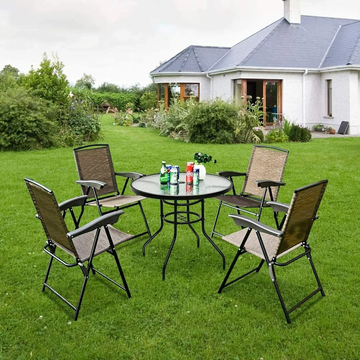Tangkula 5PCS Bistro Patio Furniture Set