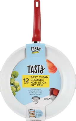 Tasty Ceramic Titanium Reinforced Non-Stick Fry Pan, Red, 12"