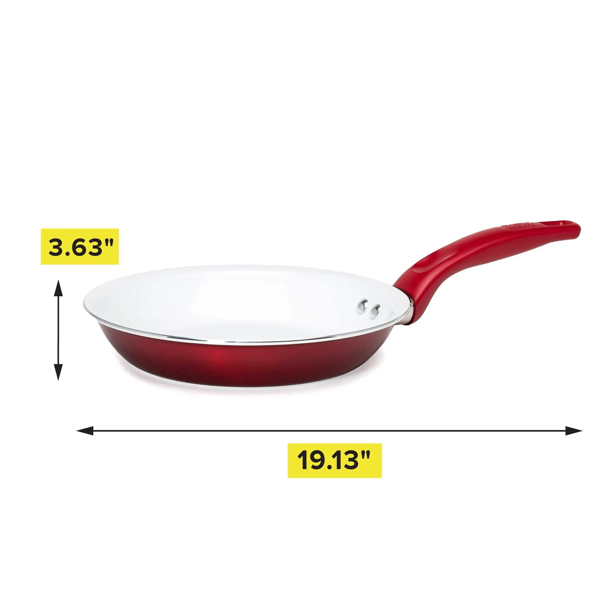 Tasty Ceramic Titanium Reinforced Non-Stick Fry Pan, Red, 12"