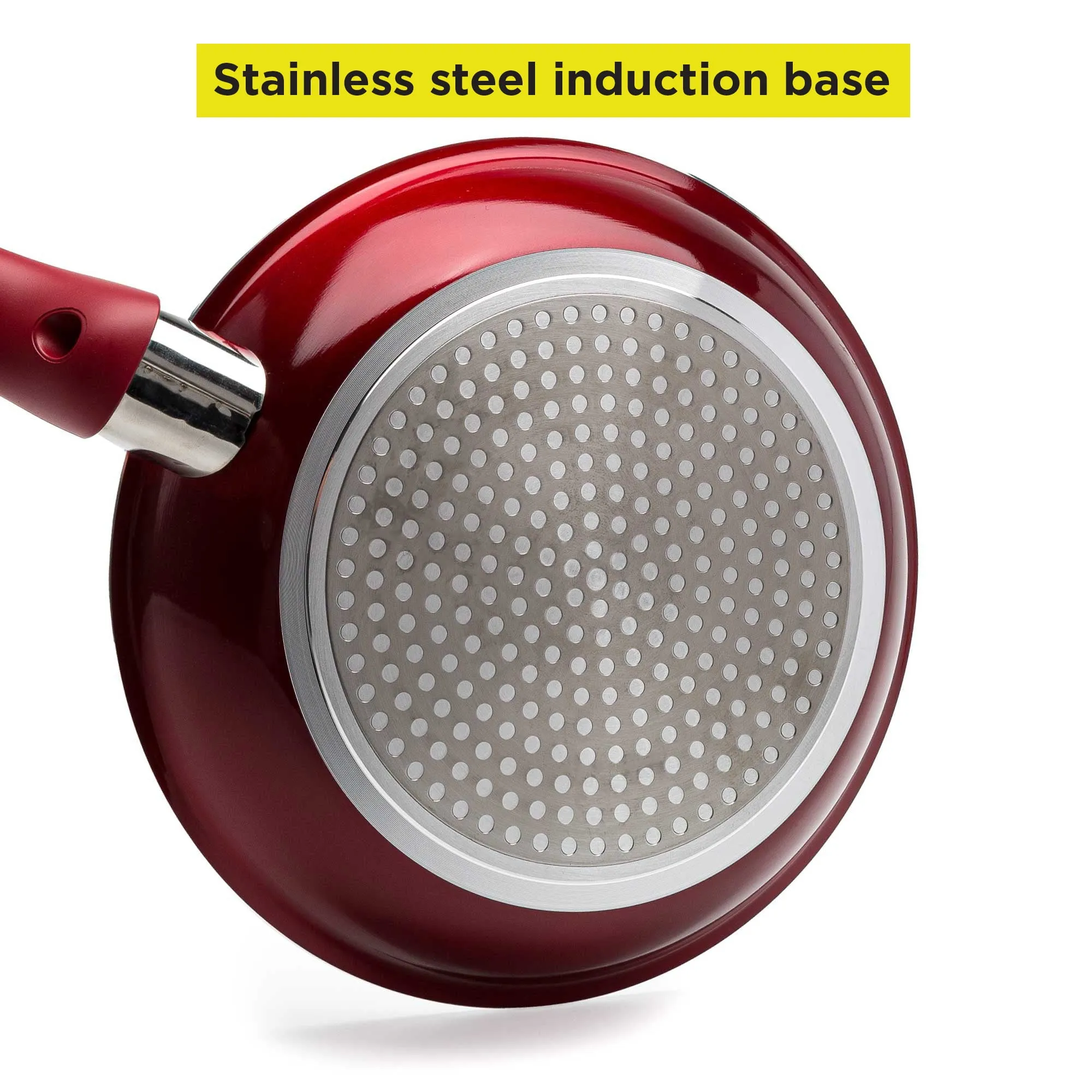 Tasty Ceramic Titanium Reinforced Non-Stick Fry Pan, Red, 12"