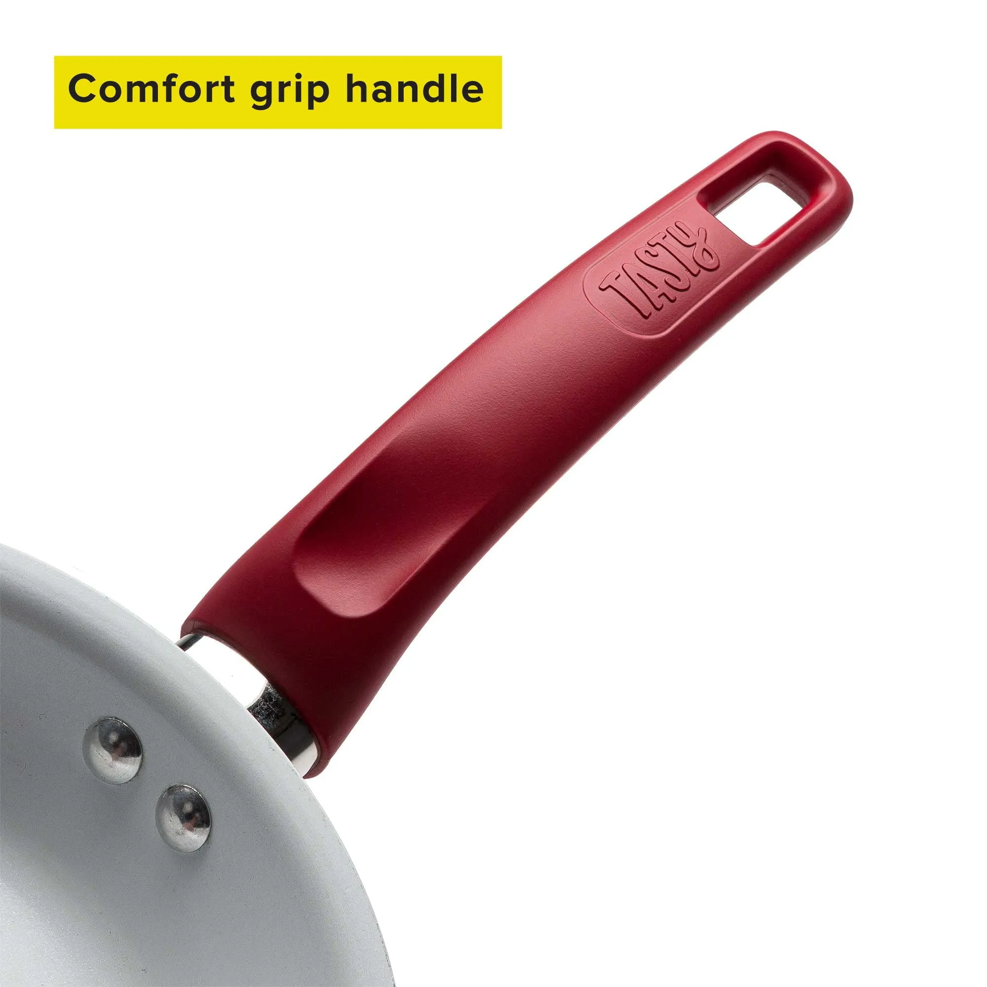Tasty Ceramic Titanium Reinforced Non-Stick Fry Pan, Red, 12"