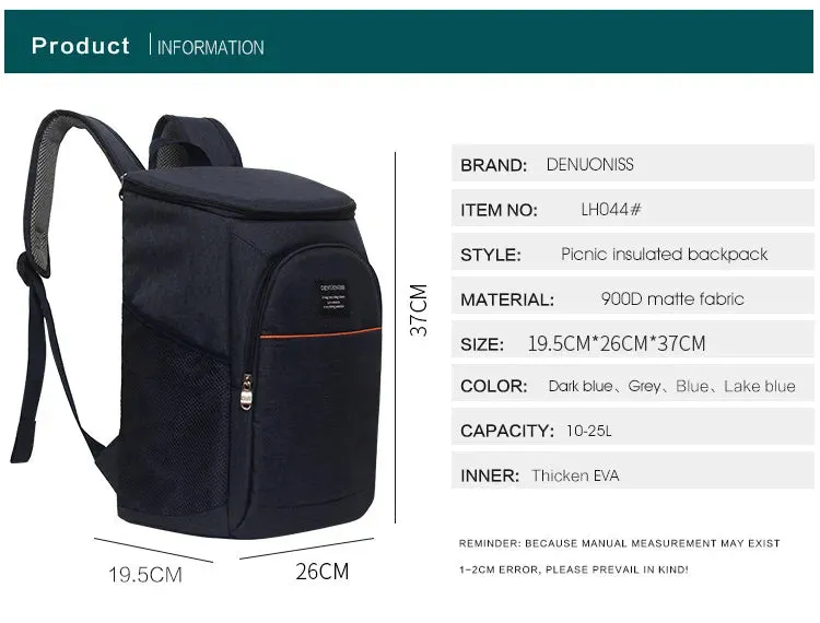 Thermal Backpack Cooler Bag | Waterproof Insulated Picnic Cooler Backpack
