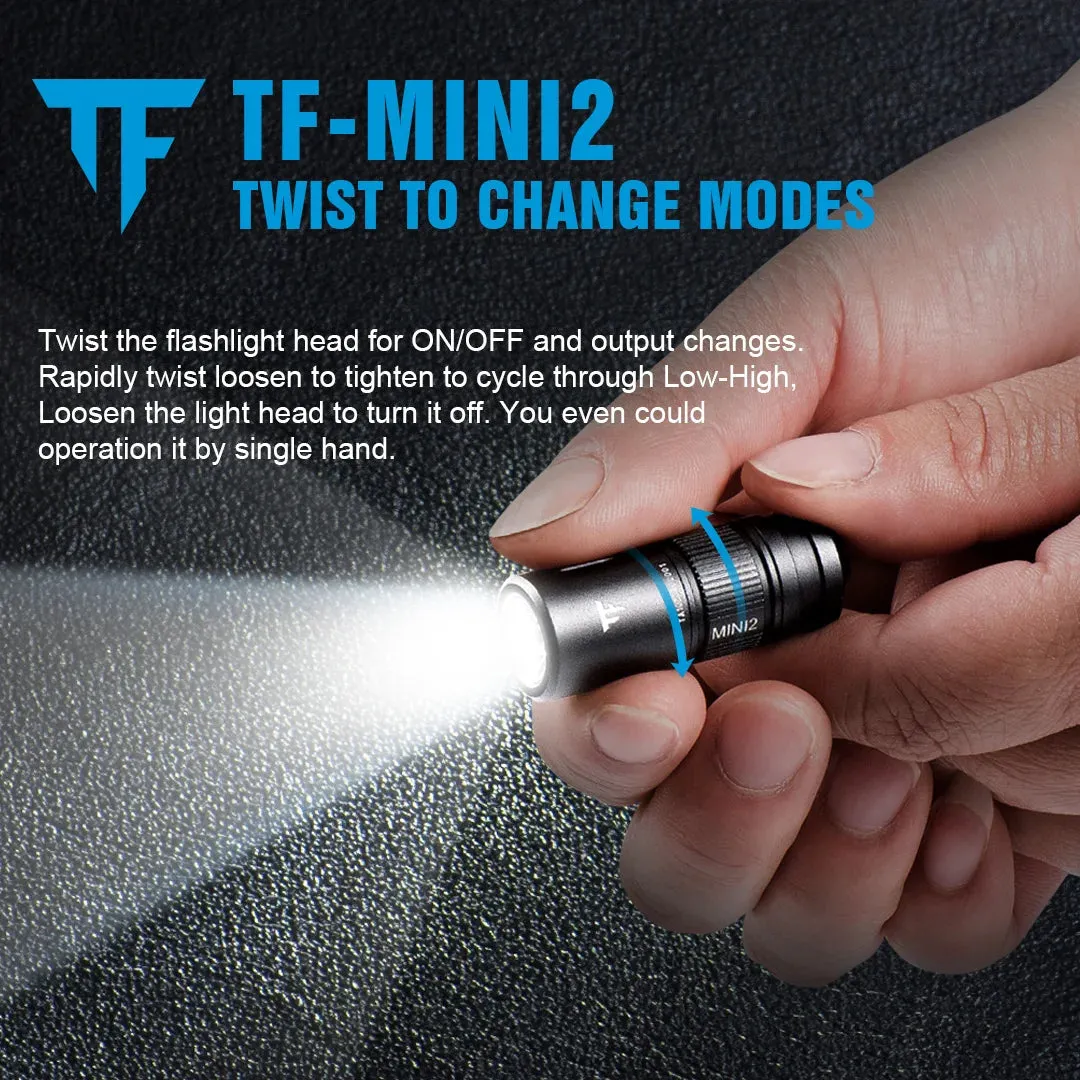 Trustfire Mini2 Mini Led Flashlight Keychain 220 Lumen EDC USB Rechargeable Light 2 Switchs Mode IPX8 Powerful Pocket Lamp Torch