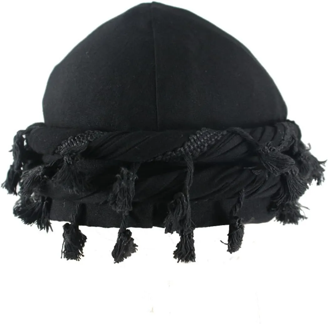 Turban for Men Vintage Twist Head Wraps Durag Satin Lined Halo Turban for Men Modal and Satin Tassels