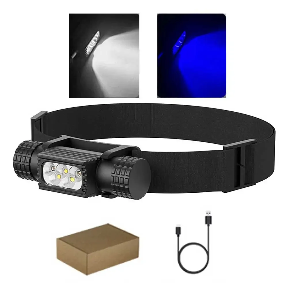 Type C USB  Mini Headlamp XPG G2 LED 18650 Headlight Red Green Purple UV Blue Yellow Flash Head Lamp Light Flash Light Torch