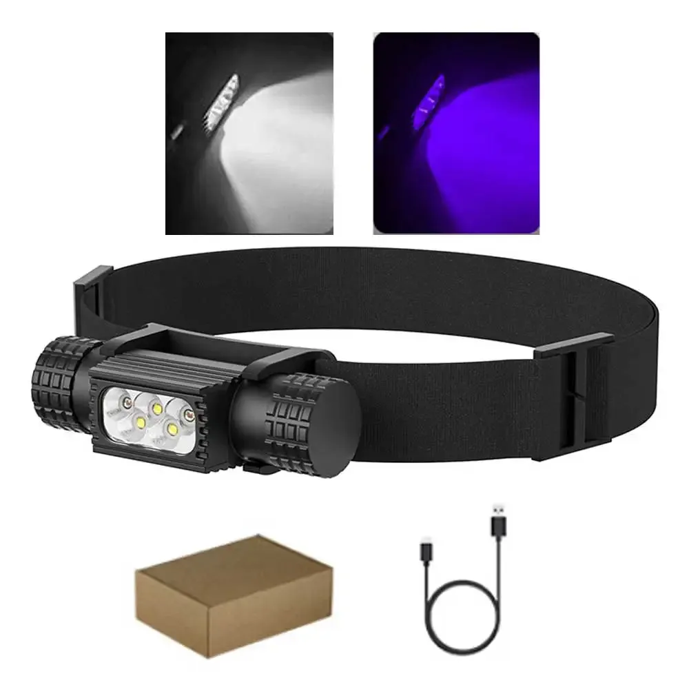 Type C USB  Mini Headlamp XPG G2 LED 18650 Headlight Red Green Purple UV Blue Yellow Flash Head Lamp Light Flash Light Torch