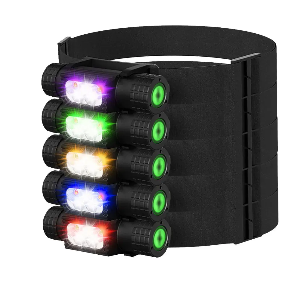 Type C USB  Mini Headlamp XPG G2 LED 18650 Headlight Red Green Purple UV Blue Yellow Flash Head Lamp Light Flash Light Torch