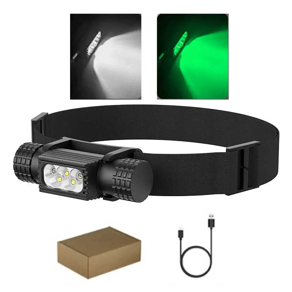 Type C USB  Mini Headlamp XPG G2 LED 18650 Headlight Red Green Purple UV Blue Yellow Flash Head Lamp Light Flash Light Torch