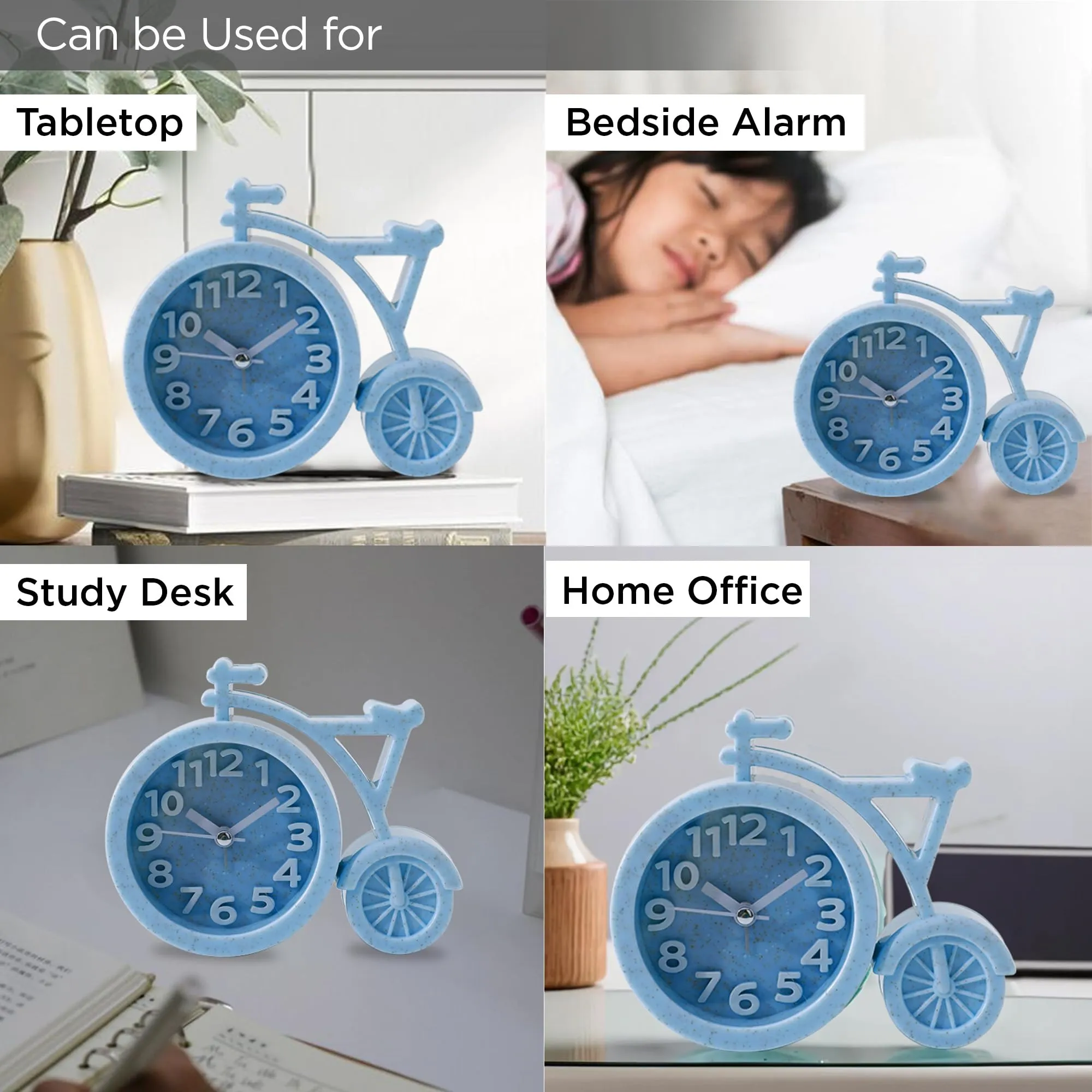 UMAI Alarm Clock (13cm) |Alarm Clock For Students |Loud Alarm Clock For Heavy Sleepers |Mini Alarm Clock For Kids |Alarm Clock For Bedroom |Table Watch| Cycle Shaped Table Clock For Study Table - Blue