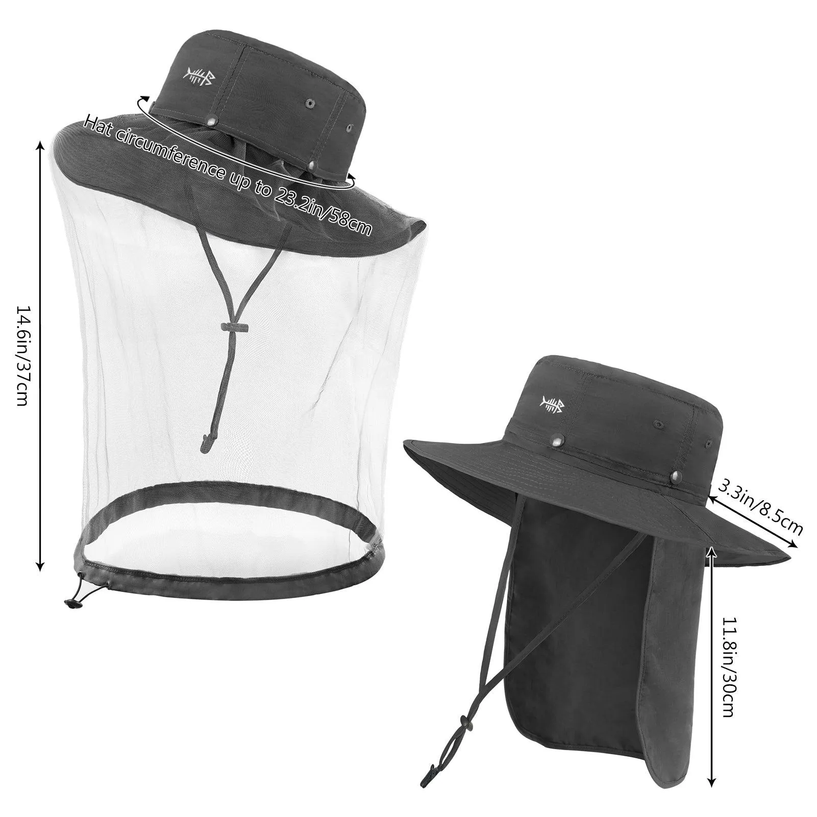 UPF 50  Mosquito Sun Hat with Neck Flap