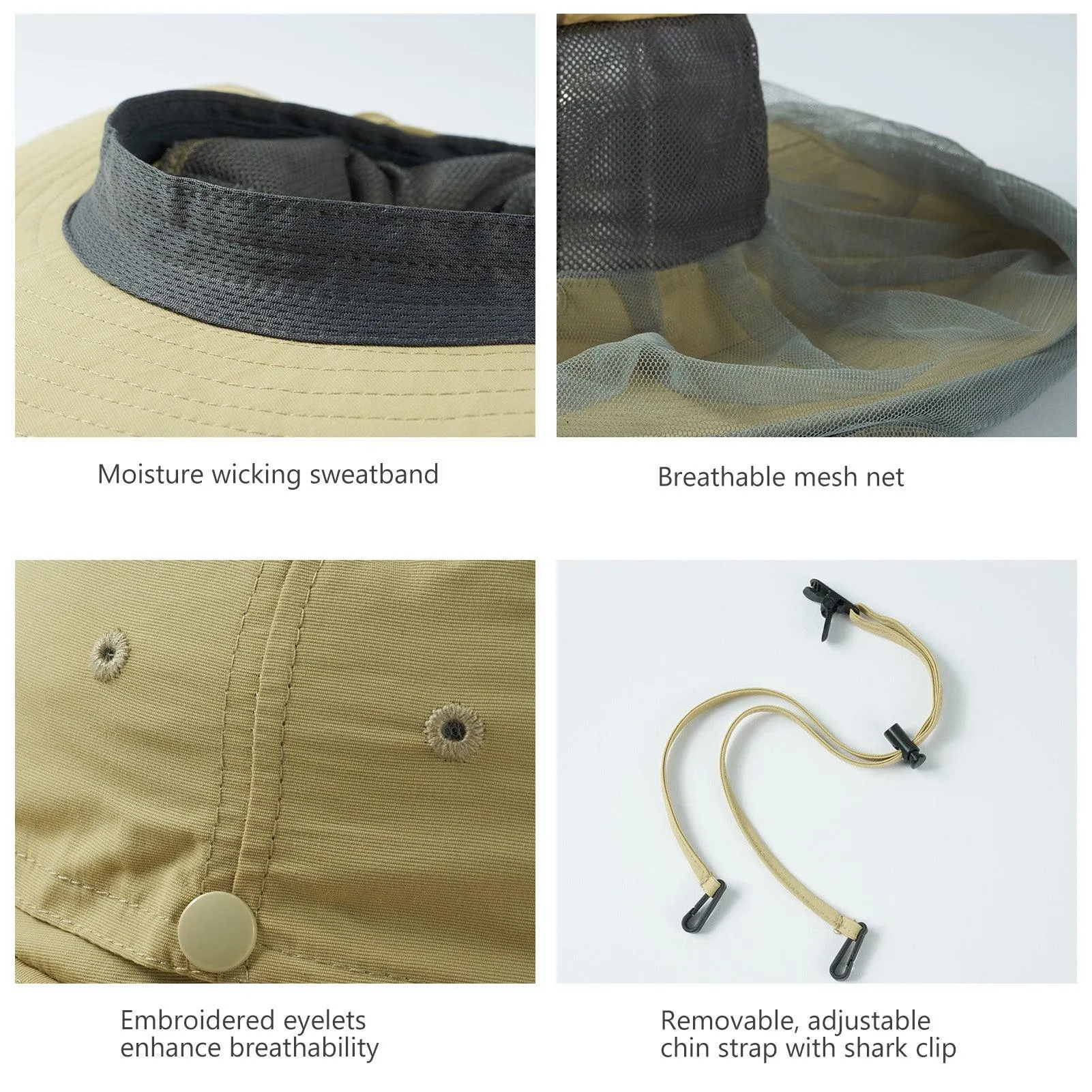 UPF 50  Mosquito Sun Hat with Neck Flap