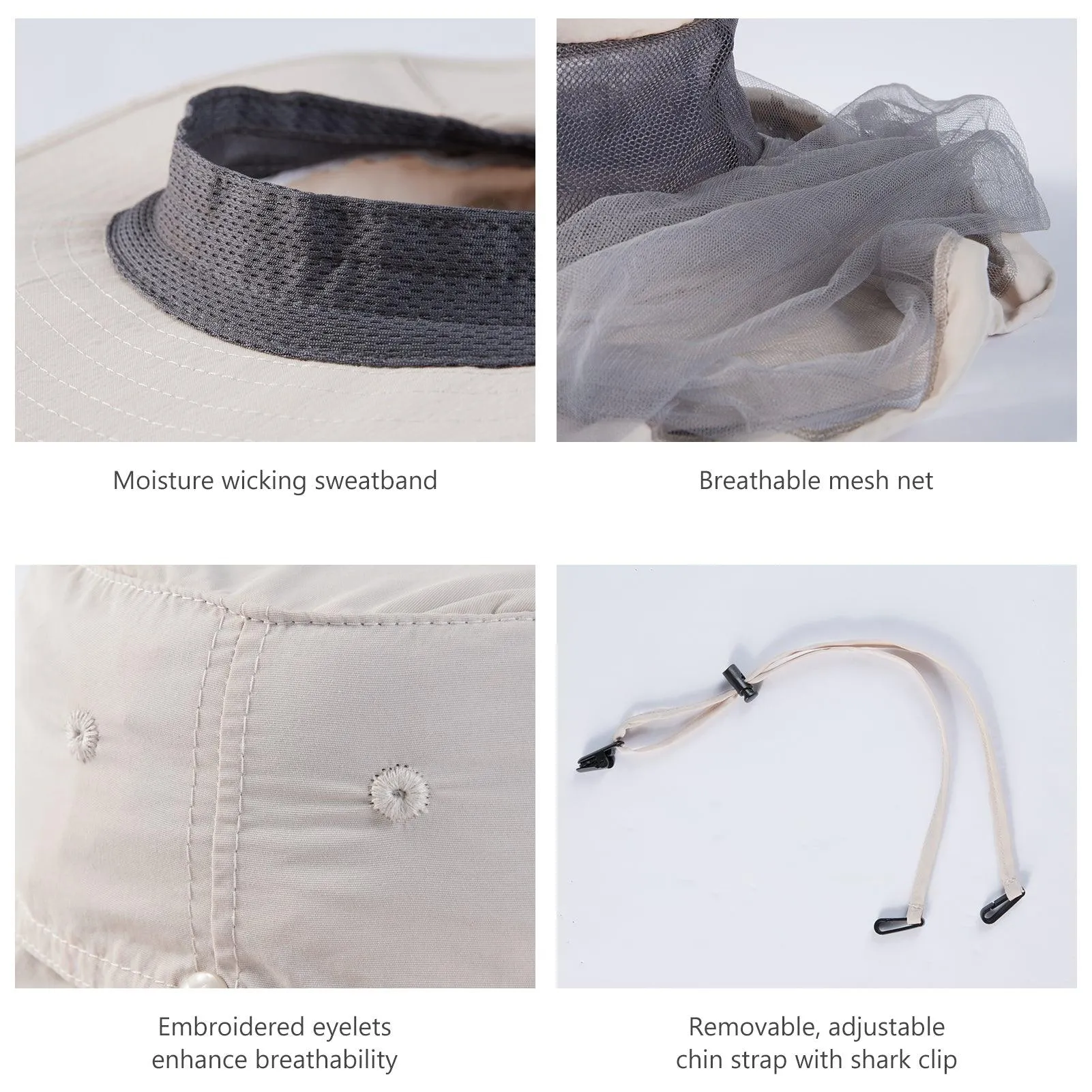 UPF 50  Mosquito Sun Hat with Neck Flap