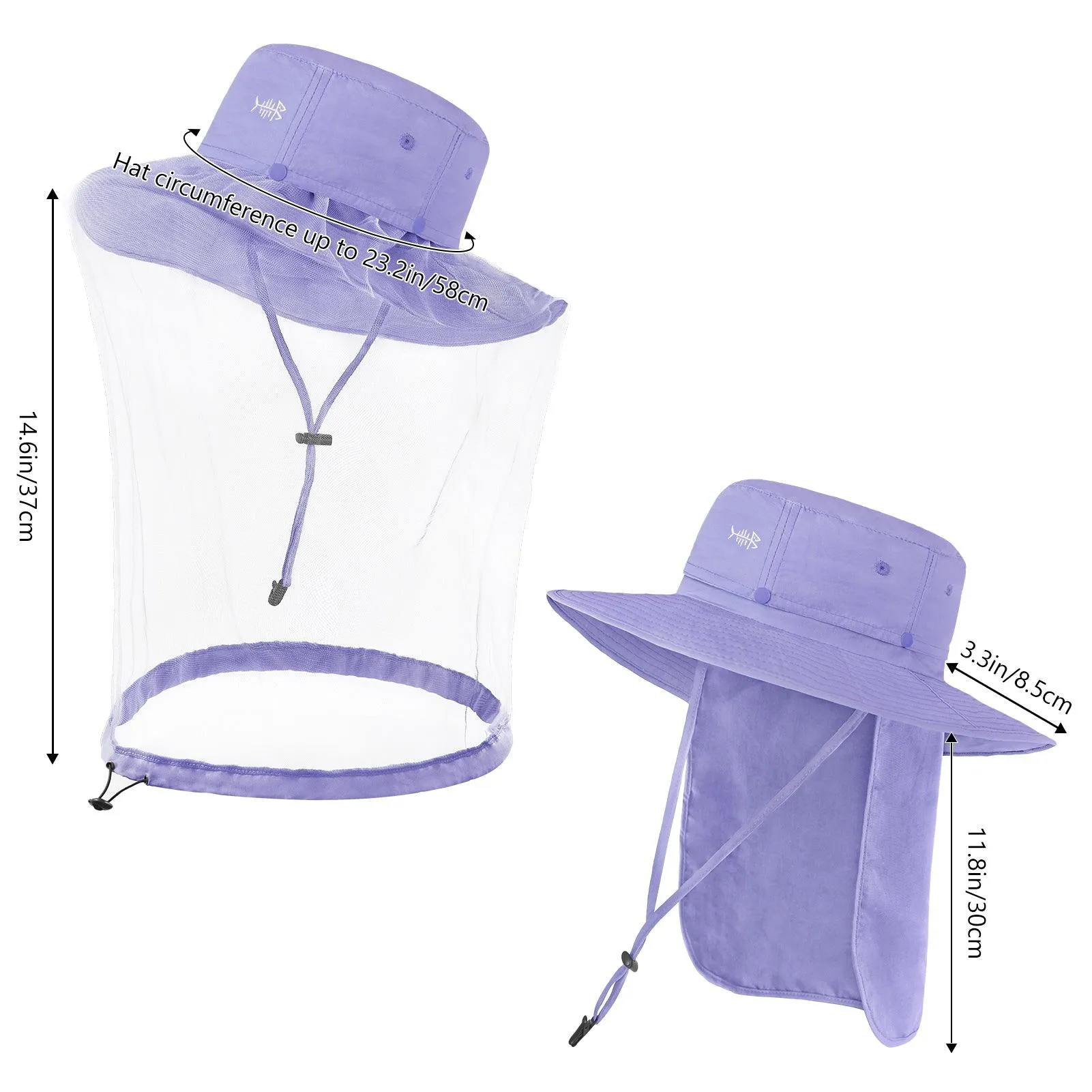 UPF 50  Mosquito Sun Hat with Neck Flap