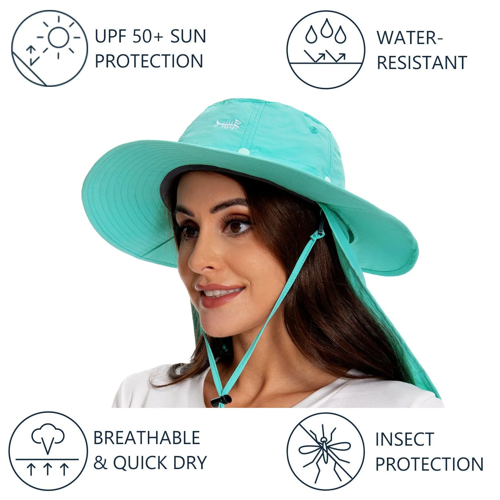 UPF 50  Mosquito Sun Hat with Neck Flap