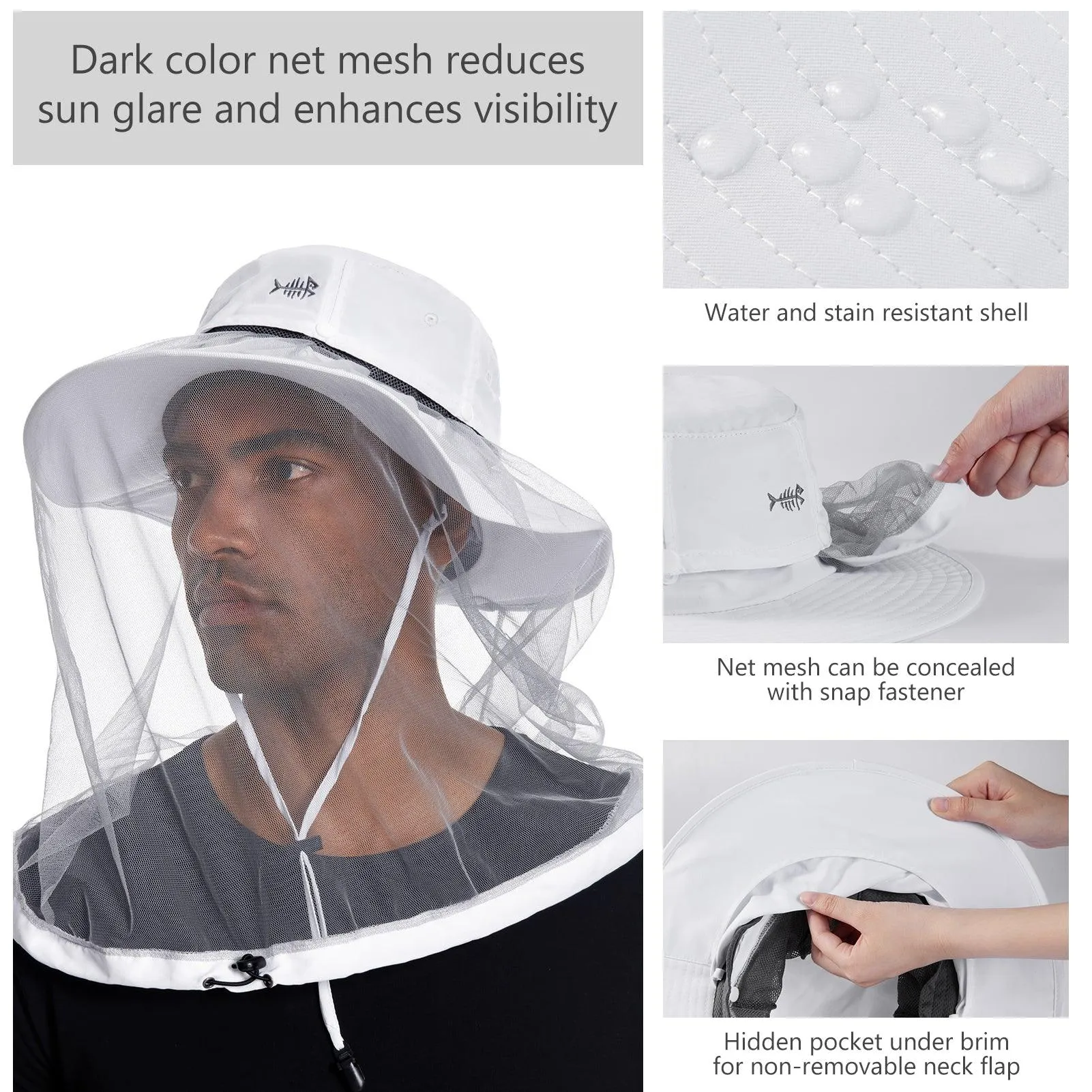 UPF 50  Mosquito Sun Hat with Neck Flap