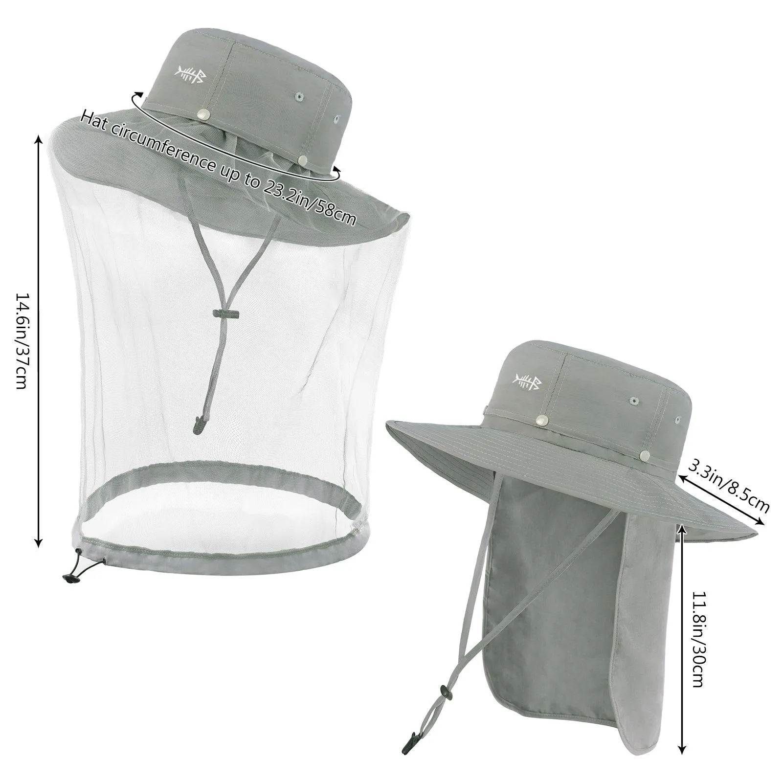 UPF 50  Mosquito Sun Hat with Neck Flap
