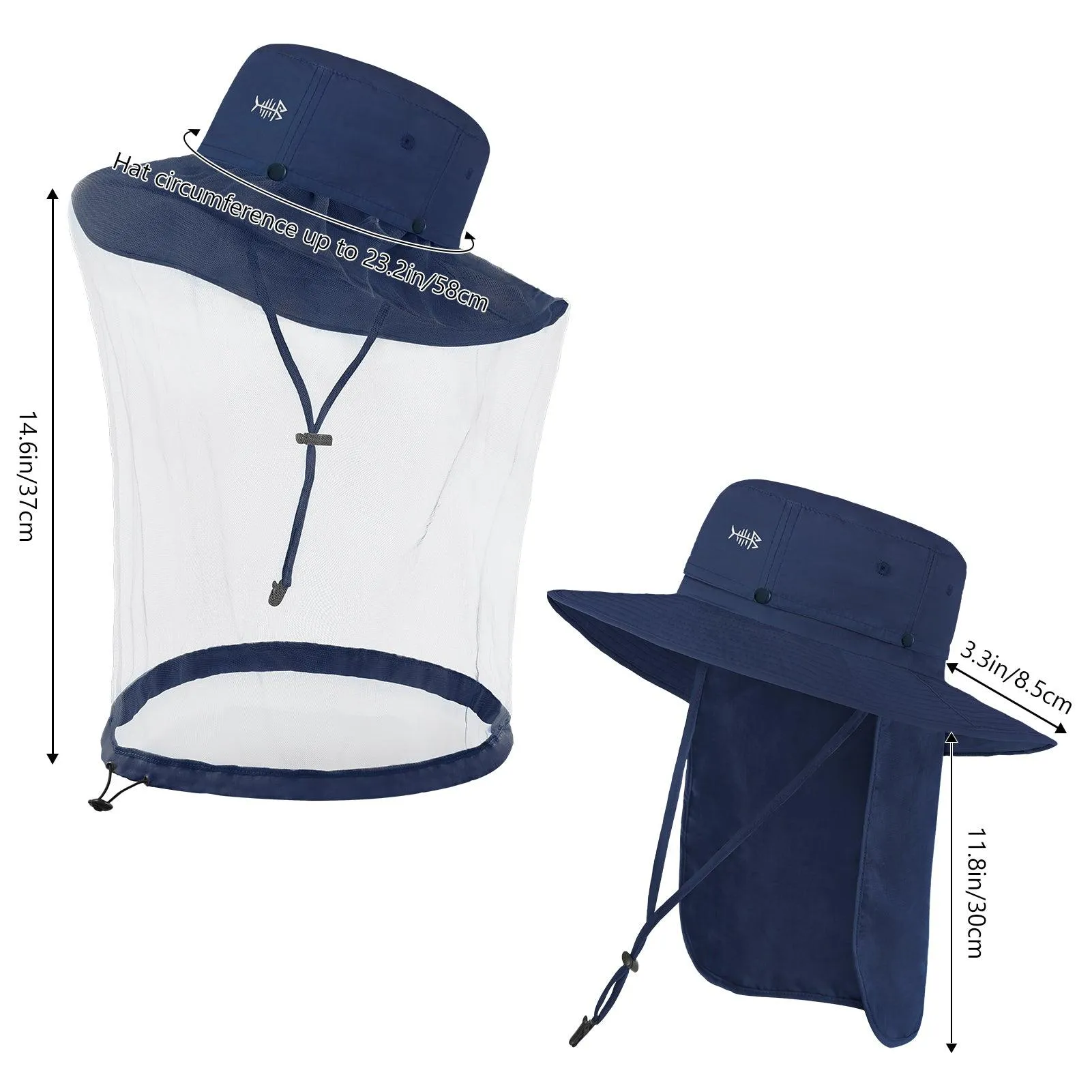 UPF 50  Mosquito Sun Hat with Neck Flap