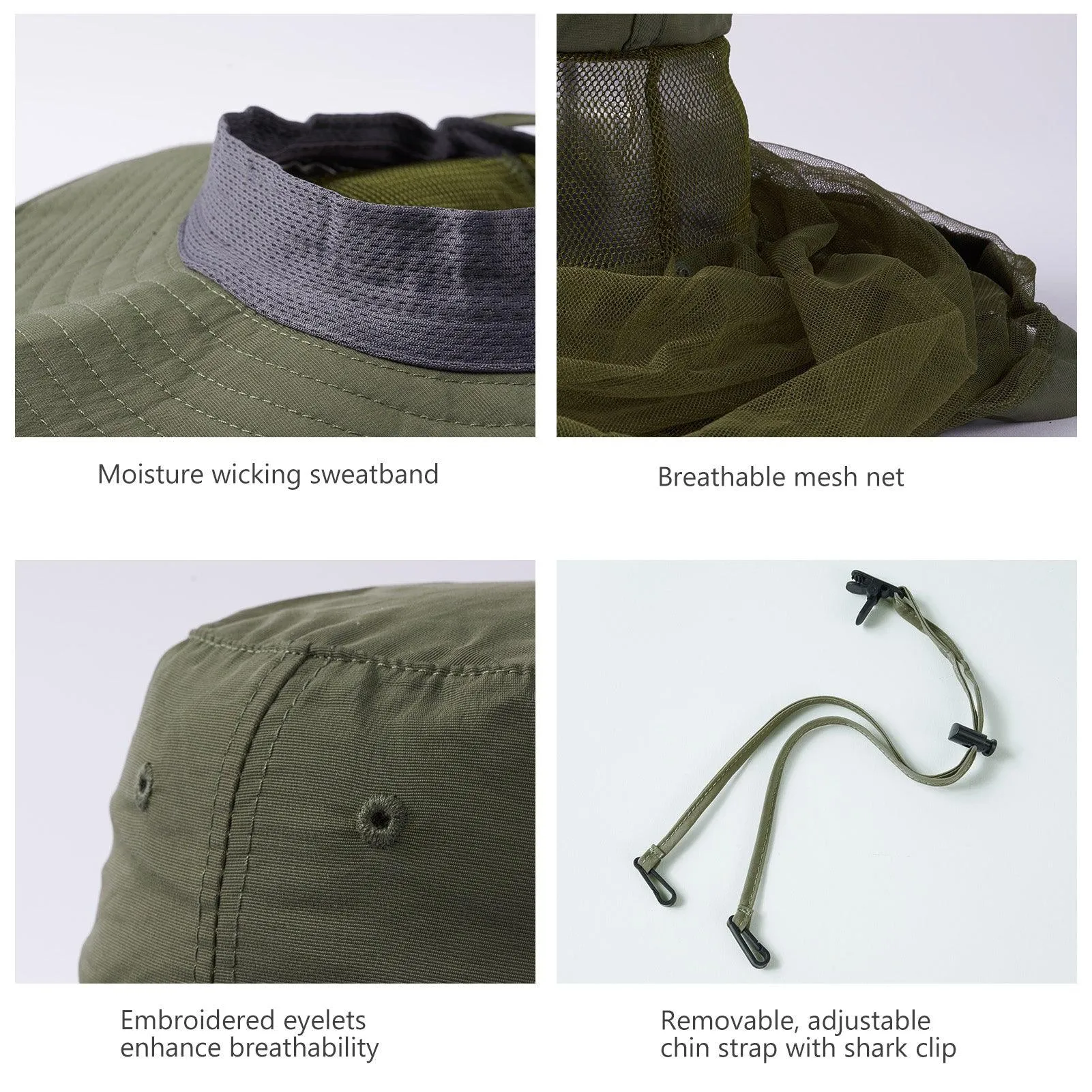 UPF 50  Mosquito Sun Hat with Neck Flap