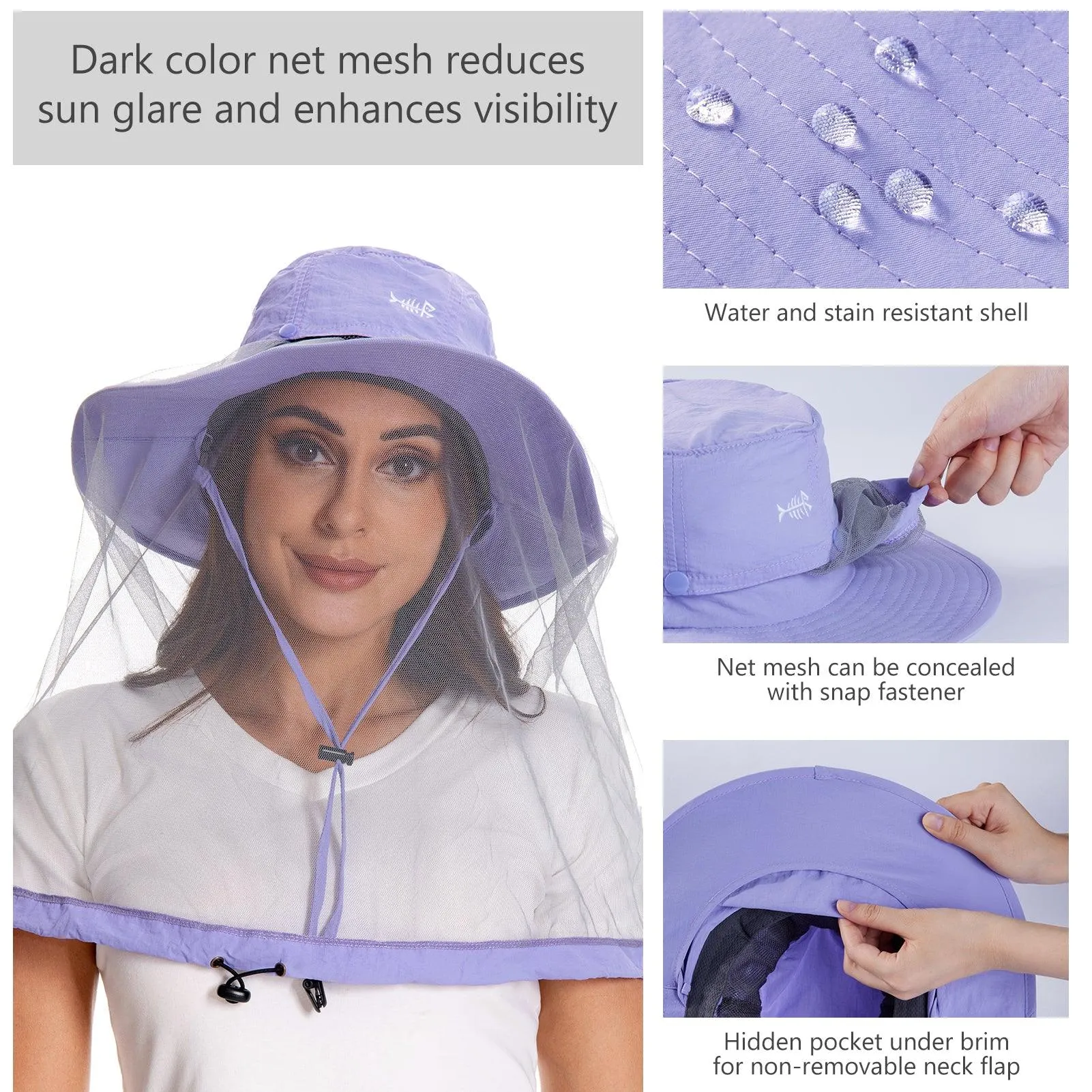 UPF 50  Mosquito Sun Hat with Neck Flap